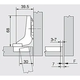 Zavjesa za deblja vrata 95° CLIP TOP s ublažavanjem