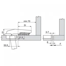 Zavjesa umetnuta u slijep kut 90° CLIP TOP - bez opruge