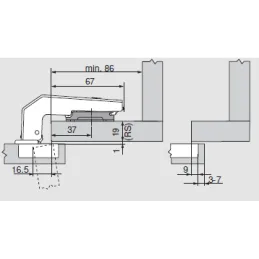 Zaves za slepi kut 90° CLIP TOP s amortizacijom
