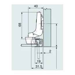 Zavjesa umetnuta na aluminijumska vrata CLIP TOP 95° s prigušenjem