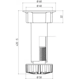 Nogica za stolicu u 2 dijela / crna
