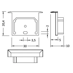 Završetak LINEA-IN20 EF/U7 s otvorom za kabel