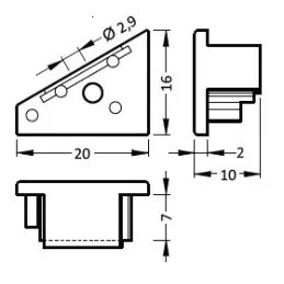 Set završnih capa za profil CORNER10 / Par