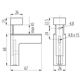 Nosač police QUADRO / sjajni krom