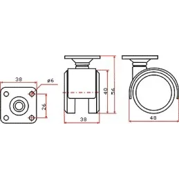 Namještajni kotačić crni - bez kočnice