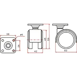 Namještajni kotačić crni - bez kočnice