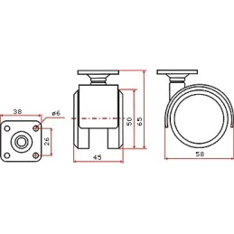 Namještajni kotačić crni - bez kočnice