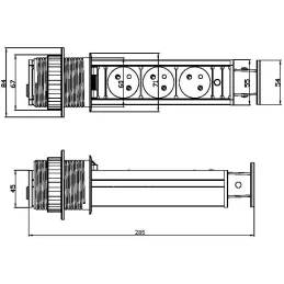 Izvlačna električna utičnica 3x230V Aluminij