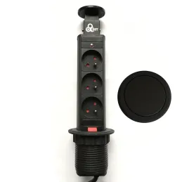 Povučna električna utičnica 3x230V crna