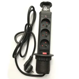 Povučna električna utičnica 3x230V crna