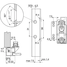 Pričvršćivač HK-S za aluminijska vrata / set od 2 komada