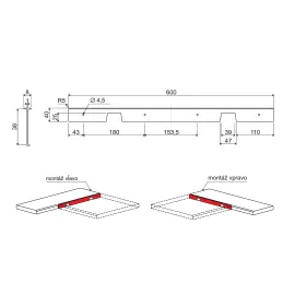 Ugaoni spojni profil za radnu ploču 38 mm / Neorđajući čelik