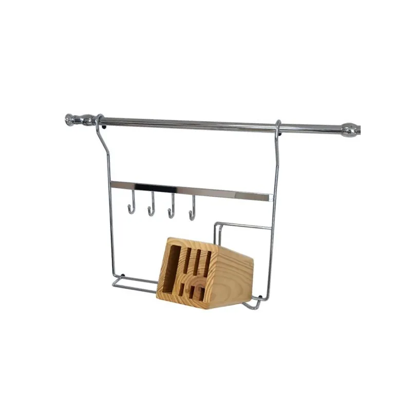 Viseća polica sa drvenim nožem / Krom