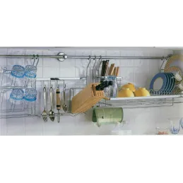 Viseća polica sa drvenim nožem / Krom