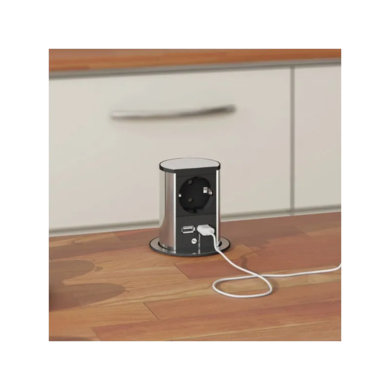 Izvlačiva električna utičnica Elevator USB inox
