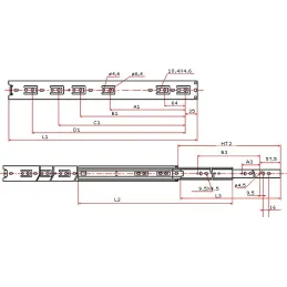 Vodilica s ležajevima s povratnim mehanizmom 45 mm
