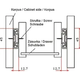 Vodilica s ležajevima s povratnim mehanizmom 45 mm