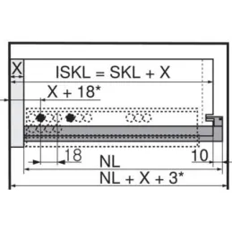Sakriveni izvlačak MOVENTO s prigušivanjem i držačima / 60kg