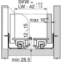Sakriveni izvlačak MOVENTO s prigušivanjem i držačima / 60kg