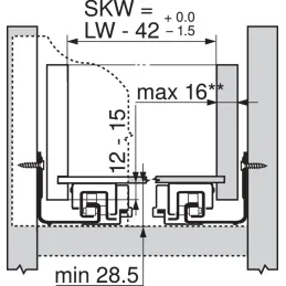 Sakriveni izvlačni MOVENTO TIP-ON BLUMOTION s držačima / 70kg