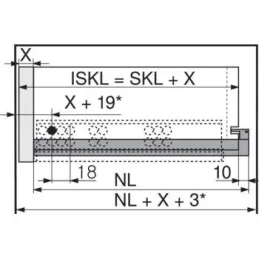 Skriveni puni izvlačak TANDEM Plus TIP-ON s ručkama / 30kg