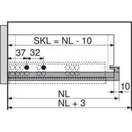 Skriveni puni izvlačak TANDEM Plus TIP-ON s ručkama / 30kg