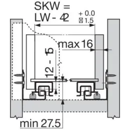 Skriveni puni izvlačak TANDEM Plus TIP-ON s ručkama / 30kg