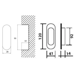 Ovalna ručka za klizna vrata / Nehrđajući čelik