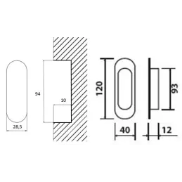 Kvaka za klizna vrata kvadratna puna / Nečelik