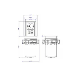 Izvlačna električna utičnica Elevator OFFICE / Brušeni aluminij