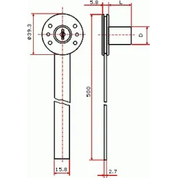 Središnji bočni zasun CB20/19/500 nikliran