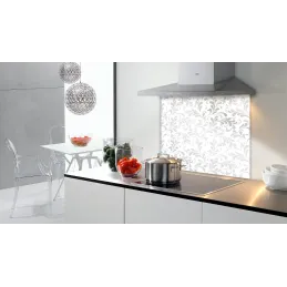 Staklena pregrada za kuhalo 600 mm / Srebrni ornamenti