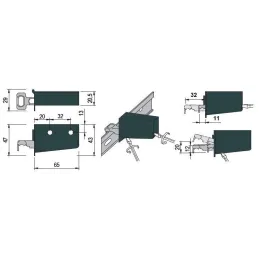 Okov za vješanje ormarića na tračnicu - smeđa / par