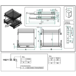 Izvlačna košara s prigušivačem INOXA HETTICH - 1102 / krom
