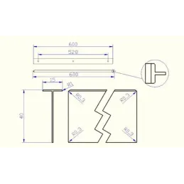 Završna kutna letva za ravni rub ploče od 38 mm / Aluminij