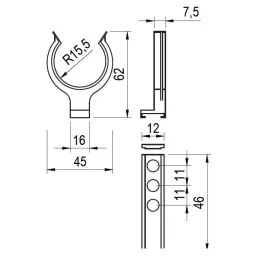 Pričvršćenje drvenog postolja na nogicu MASIVE / crna