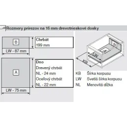 Kuhinjski box BLUM - Antarobox "C" 192 mm s ogradom / Siva