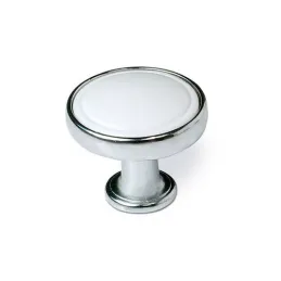 Gumb BERYL / sjajni krom - bijeli