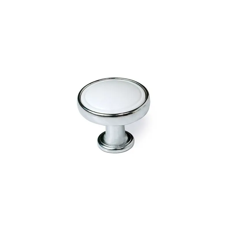 Gumb BERYL / sjajni krom - bijeli