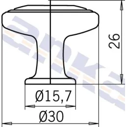 Gumb BERYL / sjajni krom - bijeli
