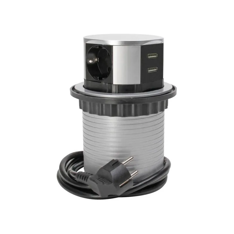 Izvlačna električna utičnica OTIO LIFT + USB / Aluminij