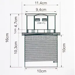 Izvlačna električna utičnica OTIO LIFT / Aluminij