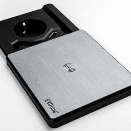 Električna utičnica Evoline Square + Bežično punjenje / Nehrđajući čelik