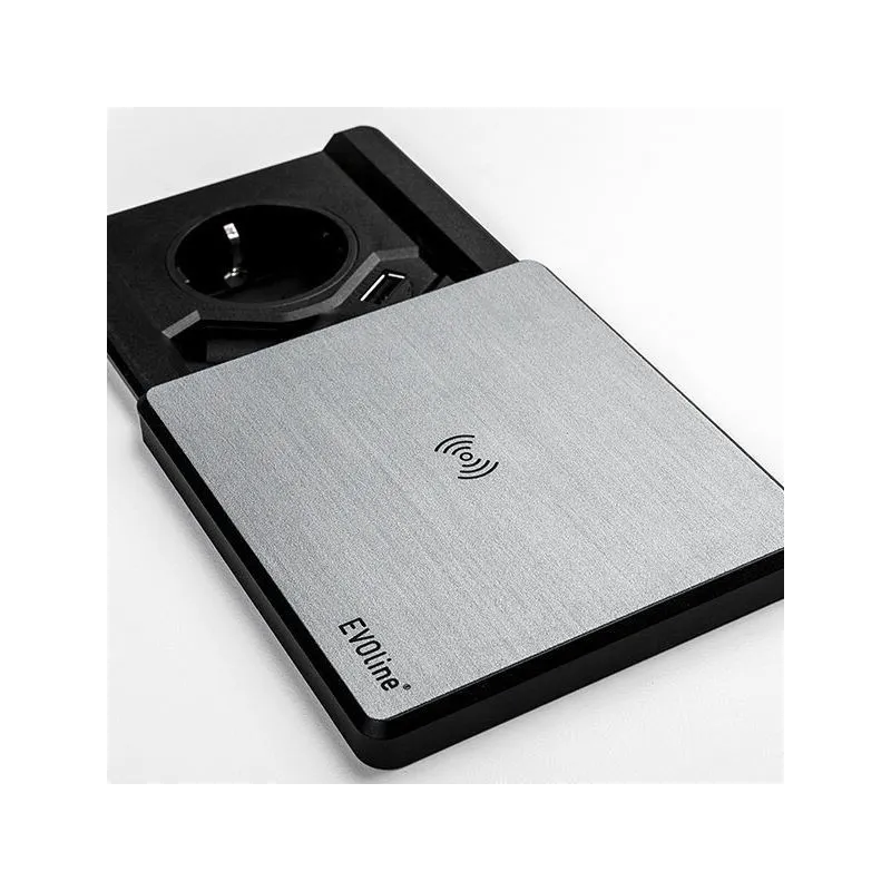 Električna utičnica Evoline Square + Bežično punjenje / Nehrđajući čelik