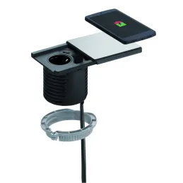 Električna utičnica Evoline Square + Bežično punjenje / Nehrđajući čelik