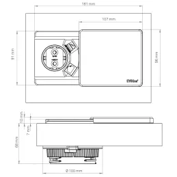 Električna utičnica Evoline Square + Bežično punjenje / Nehrđajući čelik