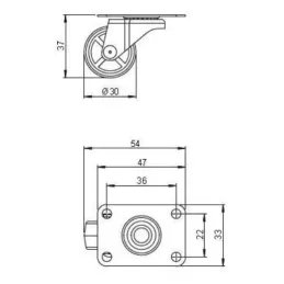 Rotirajući kotačić 30 mm / Siva