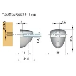 Držač staklene police OVAL MINI / Satin nikl