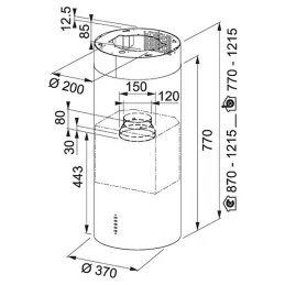 Otočni napa TUNNEL FTU PLUS 3707 XS / Inox