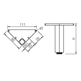 Namještajna noga NA 30x30 kutna / aluminij